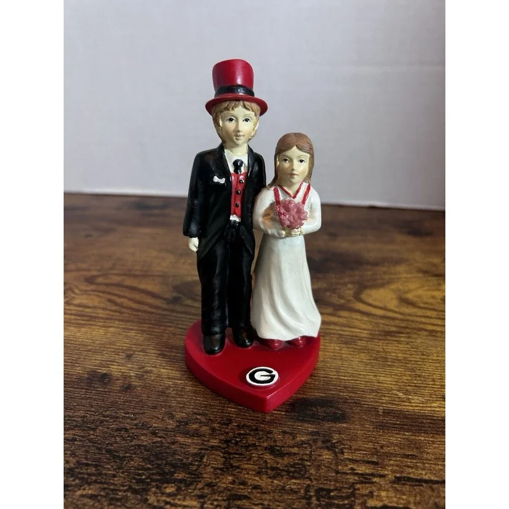 Georgia Bulldogs Bride Groom Wedding Cake Topper Figurine UGA Dawgs G Logo Decor